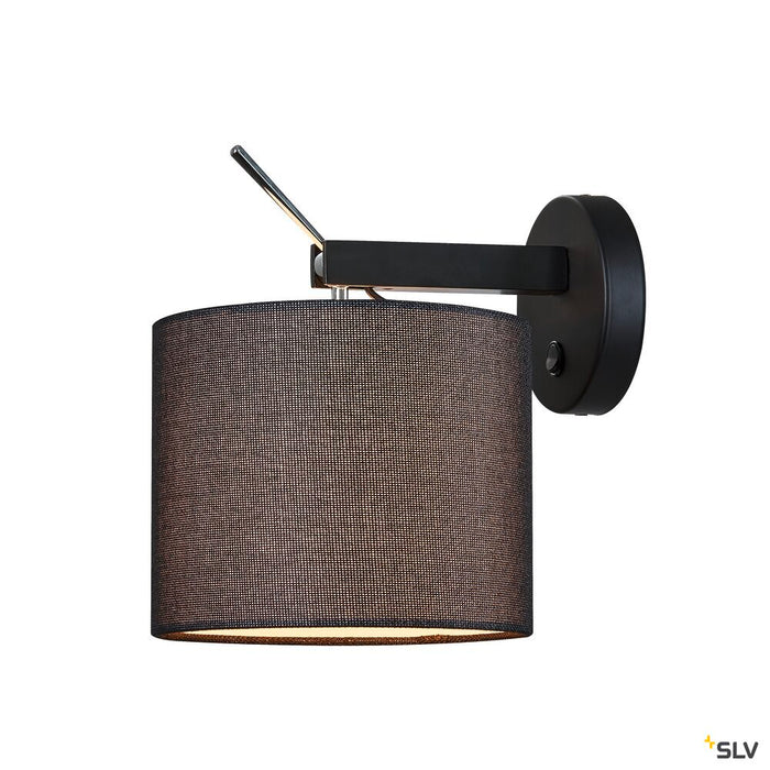 FENDA E27, Indoor surface-mounted wall light in black without shade