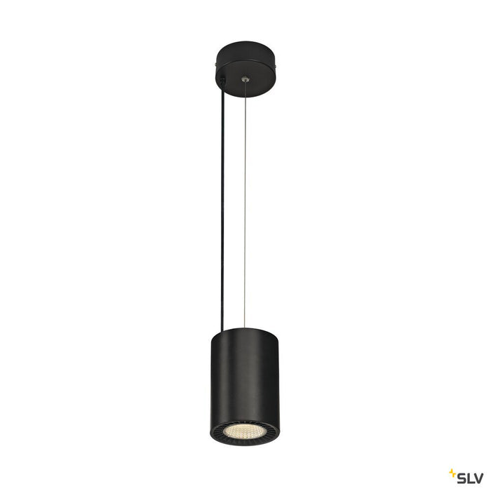 SUPROS PD, Indoor LED pendant, round, black, 4000K, 60° reflector, CRI90, 2700lm