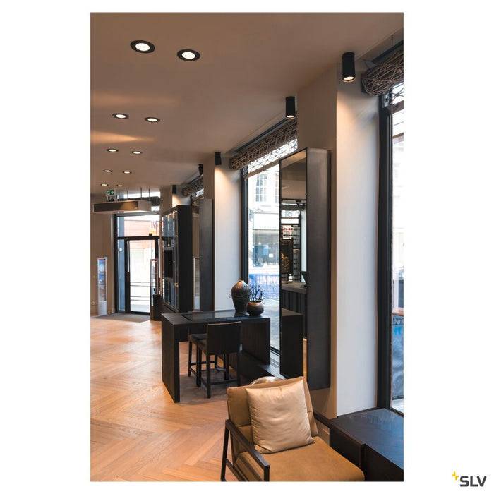SUPROS, Indoor LED recessed ceiling light black round 3000K 60° CRI90 2600lm