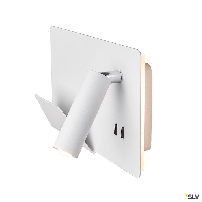 SOMNILA SPOT, indoor LED surface-mounted wall light 3000K white version left incl. USB connection