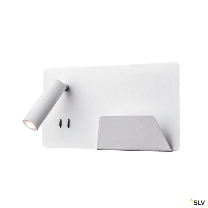 SOMNILA SPOT, indoor LED surface-mounted wall light 3000K white version right incl. USB connection