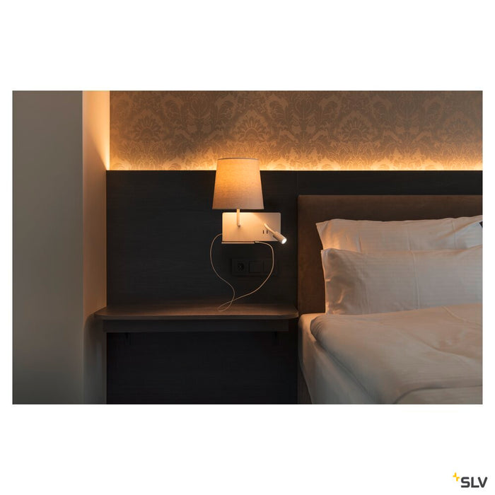 SOMNILA FLEX, indoor LED surface-mounted wall light 3000K white version left incl. USB connection