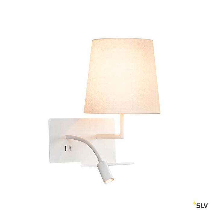 SOMNILA FLEX, indoor LED surface-mounted wall light 3000K white version right incl. USB connection