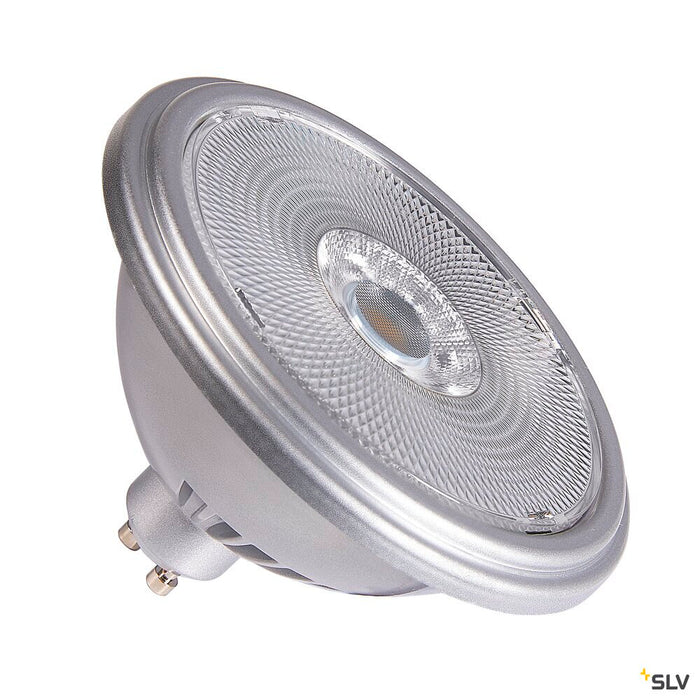 QPAR111 GU10, silver LED light, 12.5W 2700K CRI90 30°