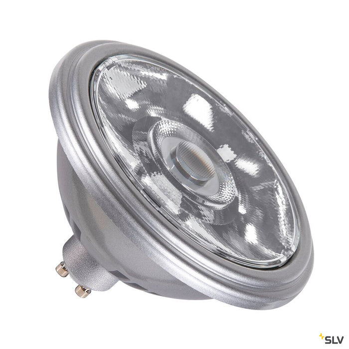 QPAR111 GU10, silver LED light, 12.5W 3000K CRI90 10°