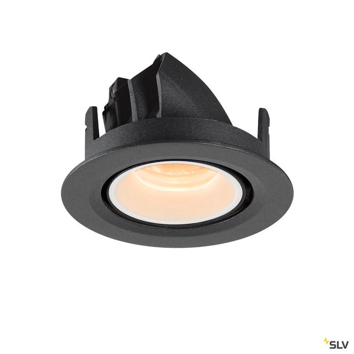 NUMINOS GIMBLE XS, black / white recessed ceiling light, 2700K 20°