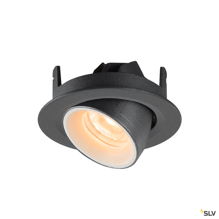 NUMINOS GIMBLE XS, black / white recessed ceiling light, 2700K 55°