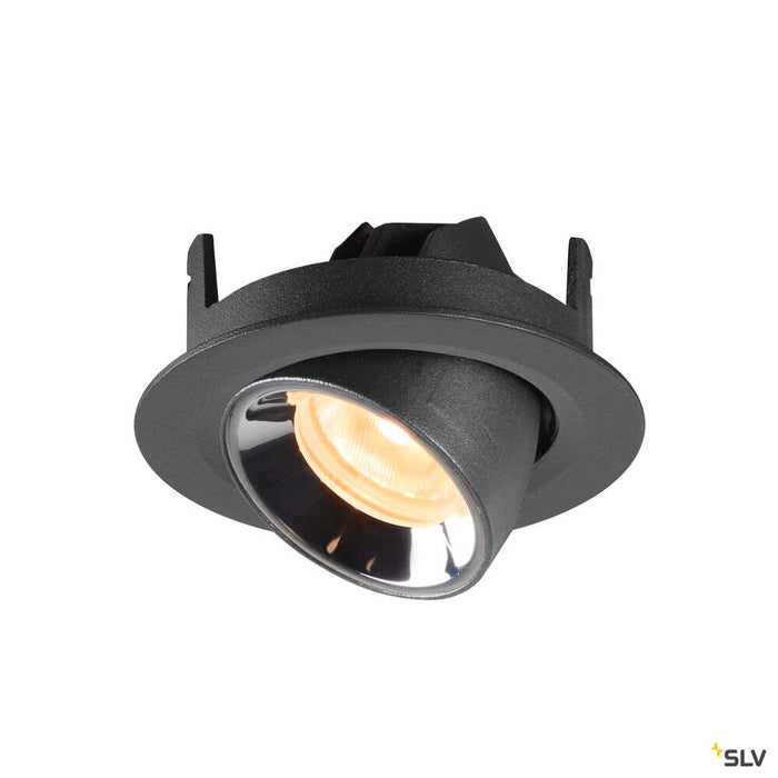 NUMINOS GIMBLE XS, black / chrome recessed ceiling light, 3000K 20°