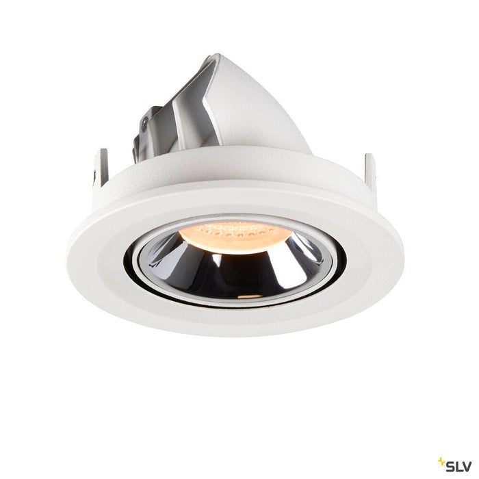 NUMINOS GIMBLE S, white / chrome recessed ceiling light, 2700K 55°