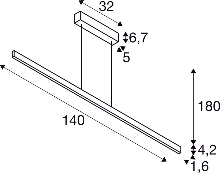 ONE LINEAR 140 PHASE up/down, brass pendant light, 35W 2700/3000K