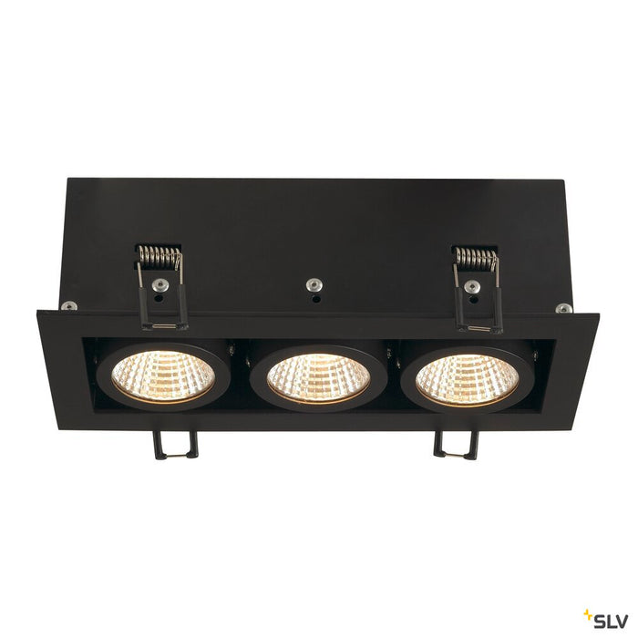 KADUX 3 SET recessed fitting, triple-headed LED, 3000K, rectangular, matt black, 38°, 22W, incl. driver
