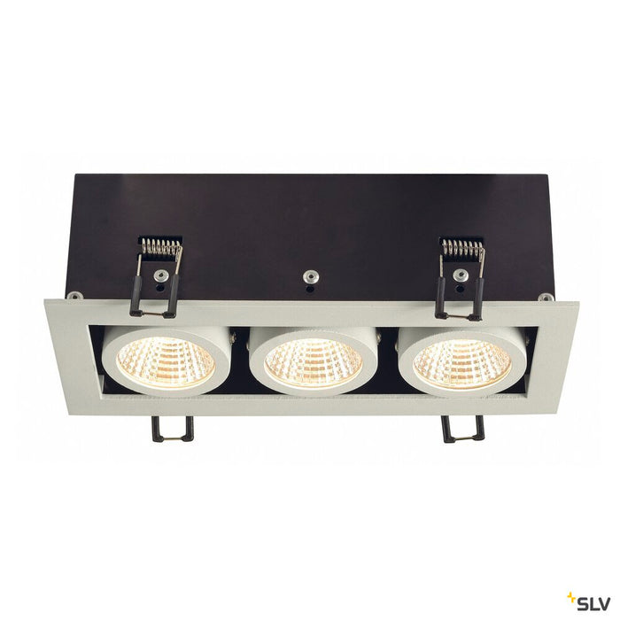 KADUX 3 SET recessed fitting, triple-headed LED, 3000K, rectangular, matt white, 38°, 3x9W, incl. driver