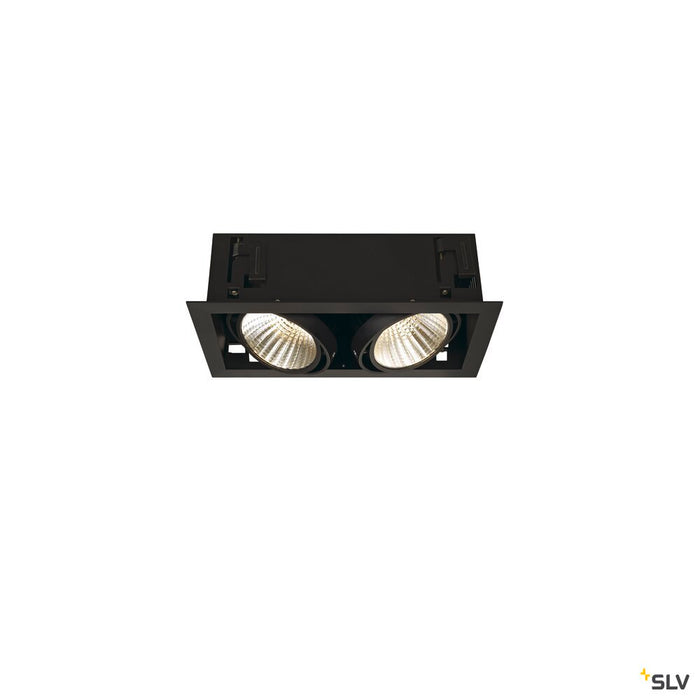 KADUX 2 SET recessed fitting, double-headed LED, 3000K xl, rectangular, matt black, 30°, 54W, incl. driver, clip springs