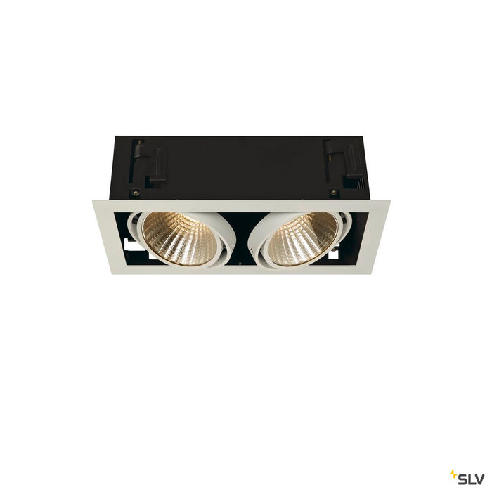 KADUX 2 SET recessed fitting, double-headed LED, 3000K xl, rectangular, matt white, 30°, 54W, incl. driver, clip springs