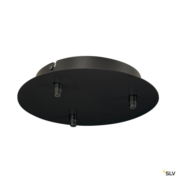 CEILING PLATE FITU triple ceiling plate, round, black, incl. strain-relief