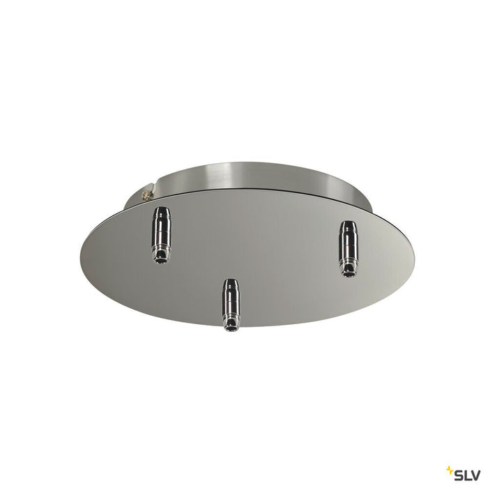 CEILING PLATE FITU triple ceiling plate, round, chrome, incl. strain-relief