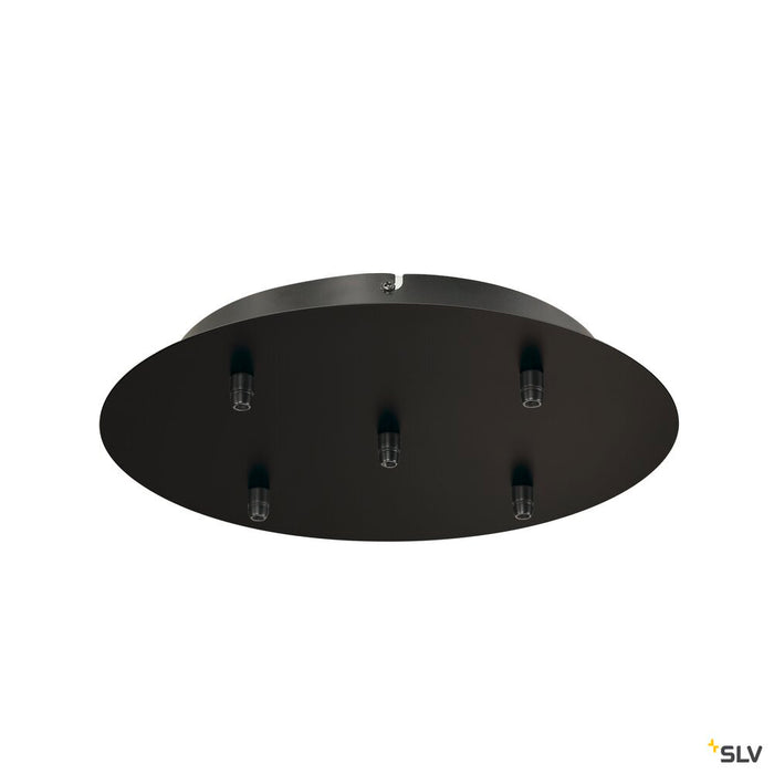 CEILING PLATE FITU 5-way ceiling plate, round, black, incl. strain-relief