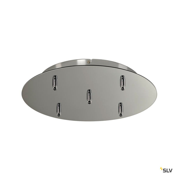 CEILING PLATE FITU 5-way ceiling plate, round, chrome, incl. strain-relief