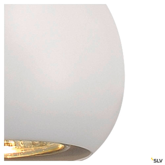 LIGHT EYE BALL pendant, LED GU10, white/chrome, clear cable, white/chrome ceiling plate, 5W