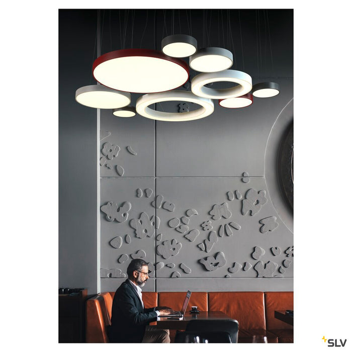 MEDO 40 ceiling light, LED, 3000K, round, silver-grey, Ø 38 cm, can be converted to a pendant, 31 W