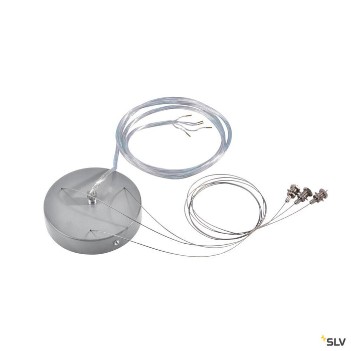 SUSPENSION SET, for MEDO round pendant, round, silver-grey, 5-wire