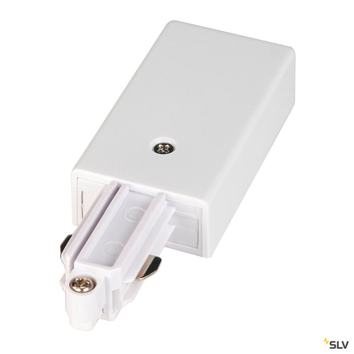 FEED-IN for 1-phase high-voltage surface-mounted track, white, earth electrode left