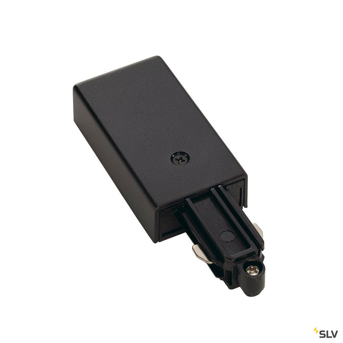 FEED-IN for 1-phase high-voltage surface-mounted track, black, earth electrode right