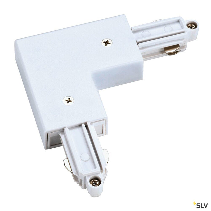 CORNER CONNECTOR for 1-phase high-voltage surface-mounted track, white, earth electrode inside