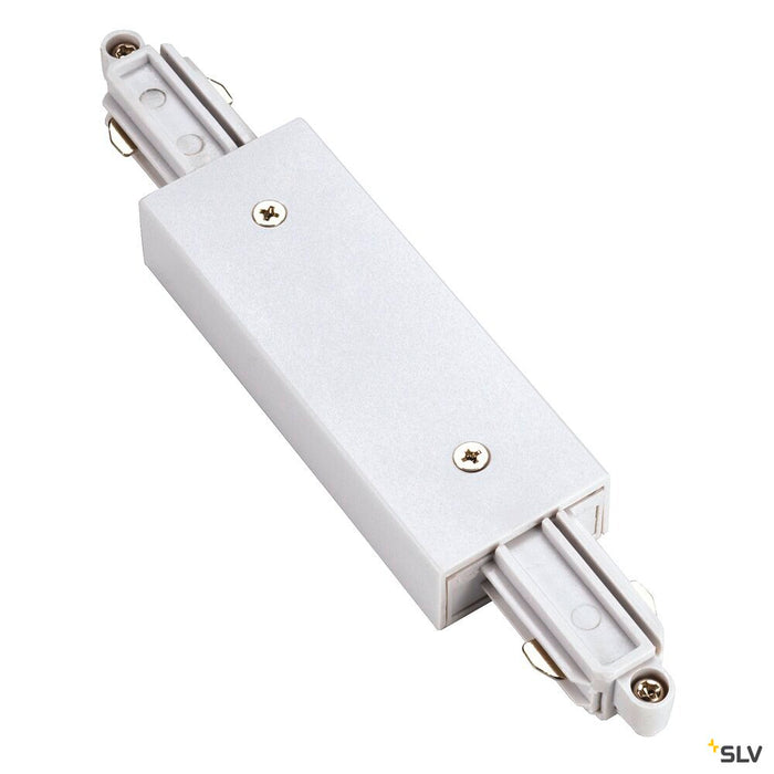 LONG CONNECTOR for 1-phase high-voltage surface-mounted track, white, with feed-in capability
