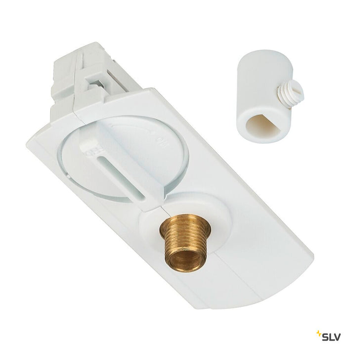 PENDANT ADAPTER for 1-phase high-voltage surface-mounted track, white, incl. strain relief and threaded piece