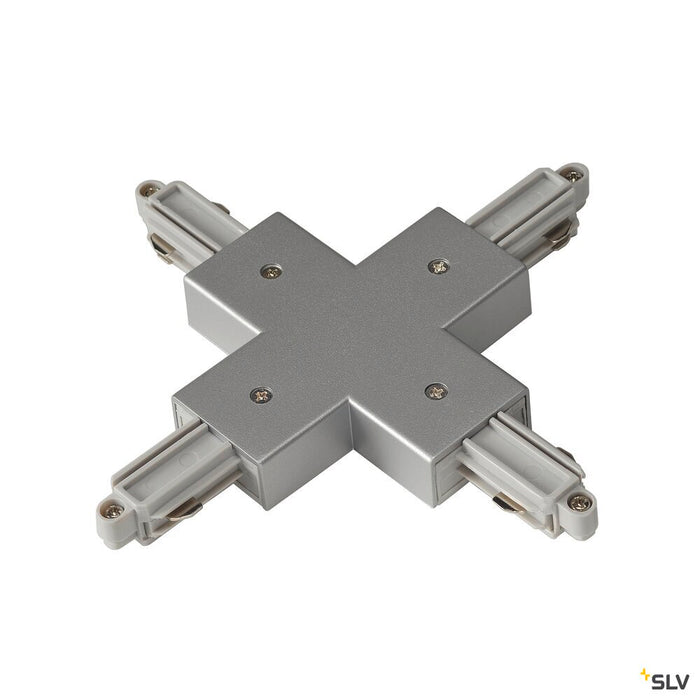 X-CONNECTOR, for 1-phase high-voltage surface-mounted track, silver-grey