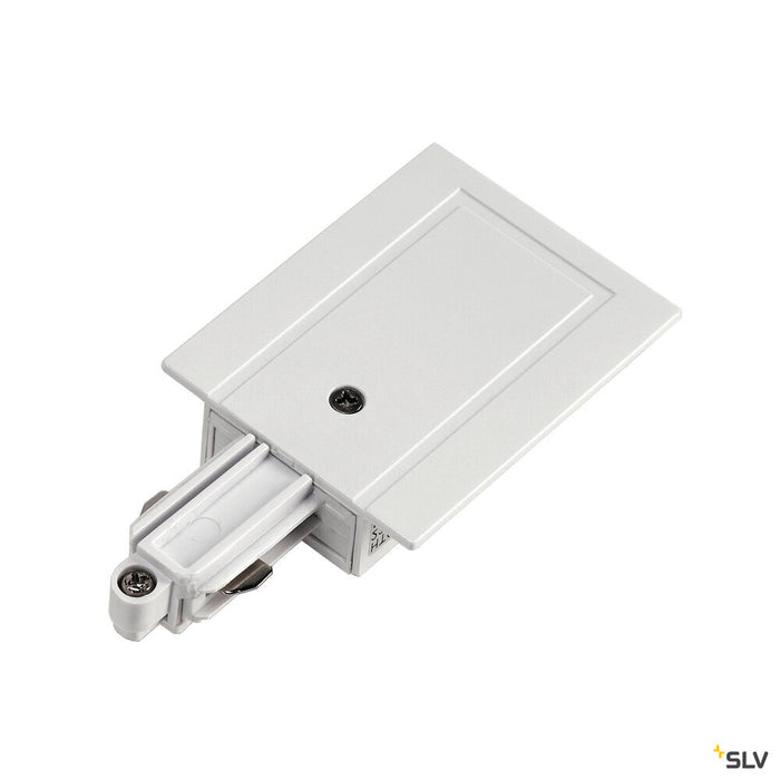 FEED-IN for 240V 1-phase  recessed track, white, earth electrode left