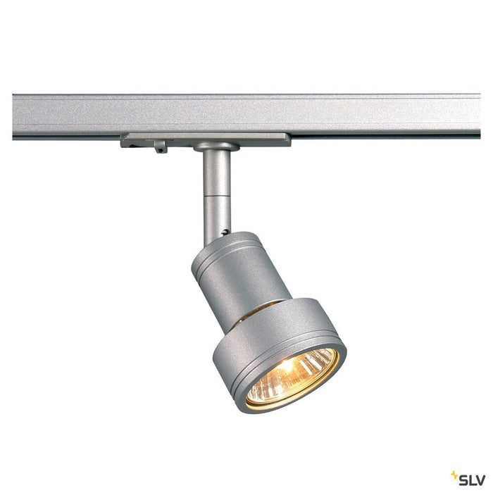 PURI spot for 240V 1-phase track, QPAR51, silver-grey, max. 50W, incl. 1-phase adapter
