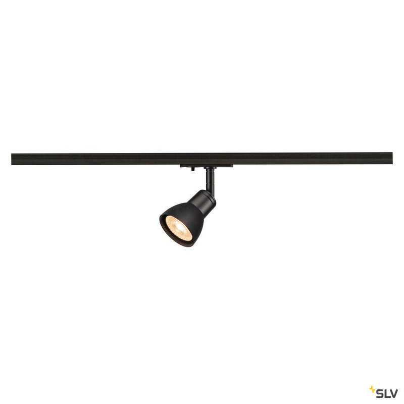 SLV 143450 - PURIA spot for high-voltage 1-circuit track, QPAR51, matt black, frosted black glass, max. 50W, incl. 1-phase adapter