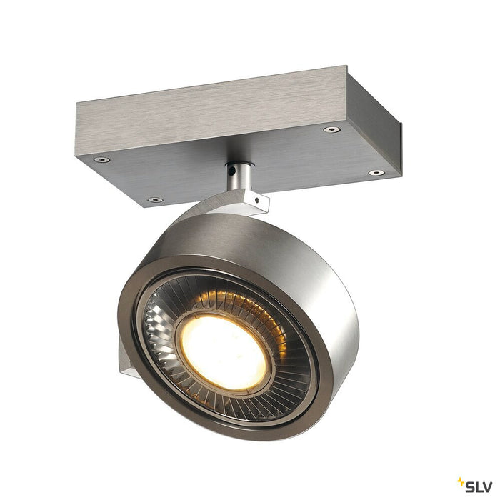 KALU, wall and ceiling light, single-headed, QPAR111, round, brushed aluminium, max. 75 W