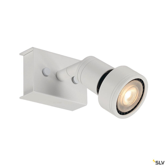 PURI 1 wall and ceiling light, single-headed, QPAR51, matt white, max. 50W, with deco ring