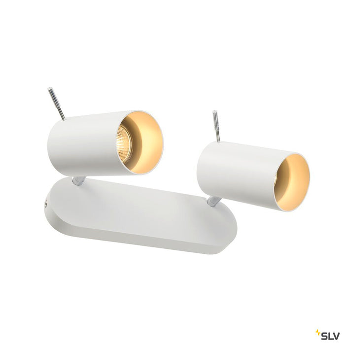 ASTO TUBE 2 wall and ceiling light, double-headed, PAR 20, round, white, max. 150 W