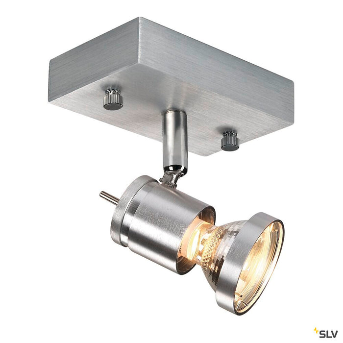 ASTO 1 wall and ceiling light, single-headed, QPAR51, brushed aluminium, max. 75 W