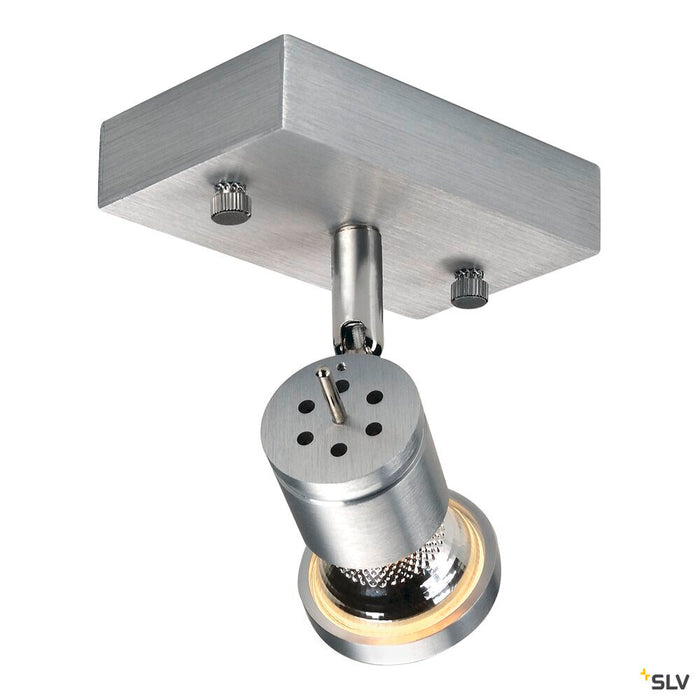 ASTO 1 wall and ceiling light, single-headed, QPAR51, brushed aluminium, max. 75 W