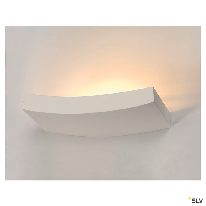 PLASTRA 102 CURVE, wall light, white plaster, QT-DE12, max. 100 W