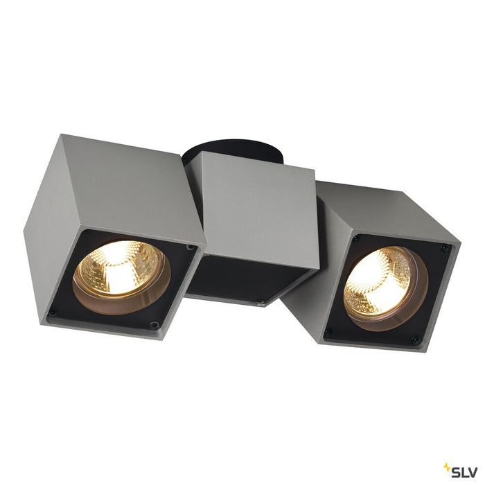 ALTRA DICE, ceiling light, double-headed, QPAR51, silver-grey/black, max. 100 W