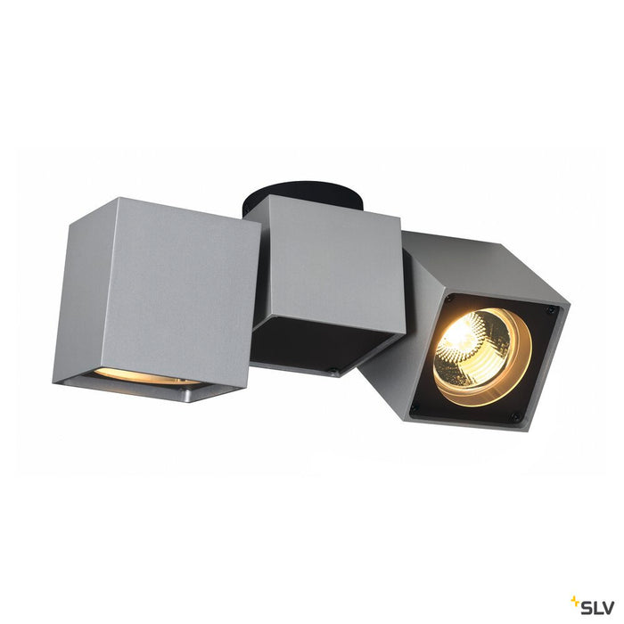 ALTRA DICE, ceiling light, double-headed, QPAR51, silver-grey/black, max. 100 W