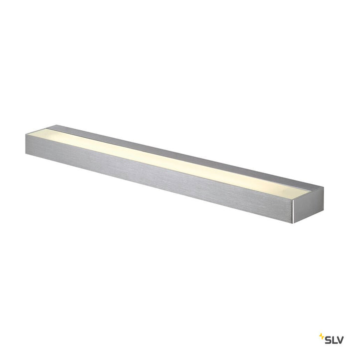 SEDO 14, wall light, LED, 3000K, square, brushed aluminium, frosted glass, L/W/H 59.5/8.5/4 cm, 17W