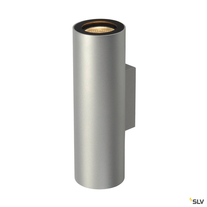 ENOLA_B, wall light, QPAR51, round, up/down, silver-grey/black, max. 50 W, incl. silver-grey/black deco ring