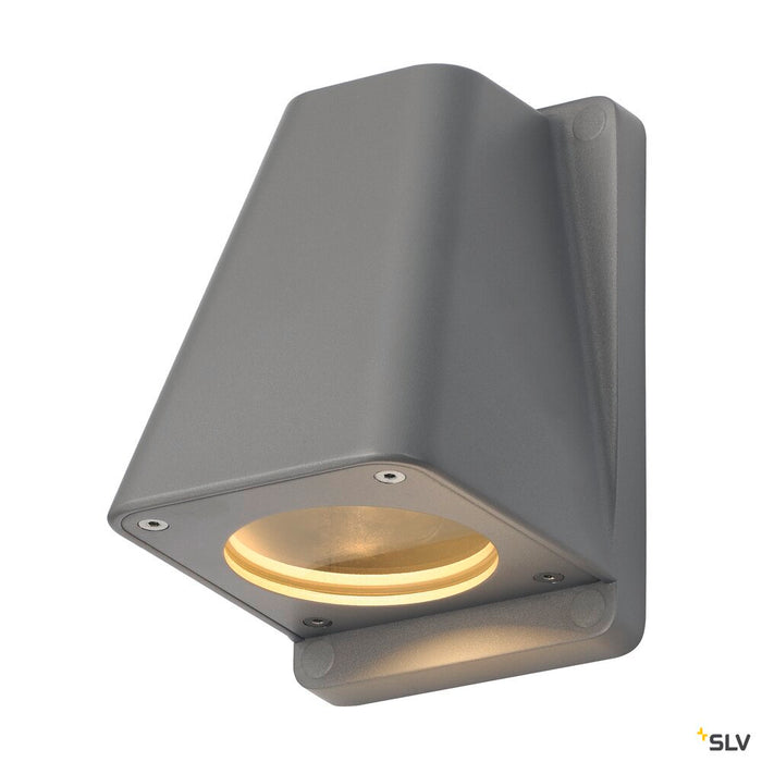 WALLYX, outdoor wall light, QPAR51, IP44, silver-grey, max. 50W