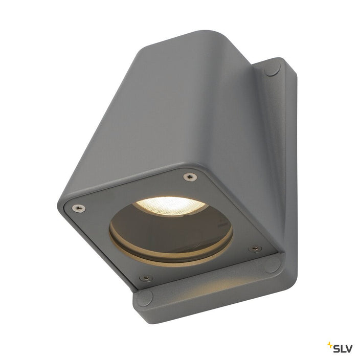 WALLYX, outdoor wall light, QPAR51, IP44, silver-grey, max. 50W