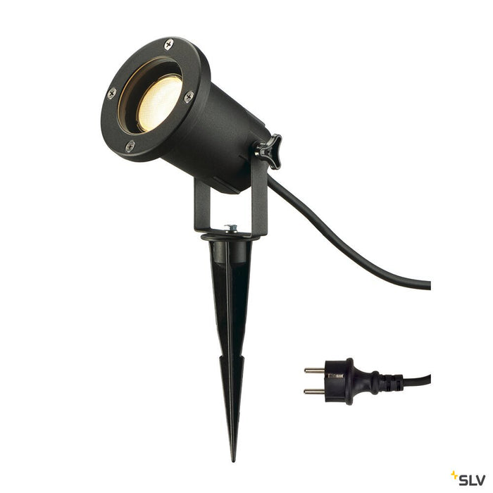 NAUTILUS SPIKE, outdoor spike luminaire, QPAR51, IP65, black, max. 11W, incl. 1.5m cable with plug