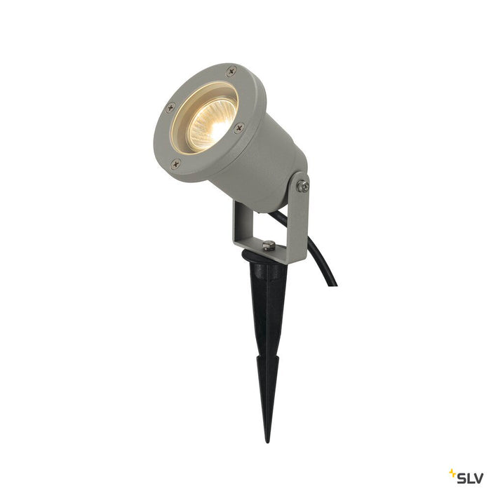 NAUTILUS SPIKE, outdoor spike luminaire, QPAR51, IP65, silver-grey, max. 35W, incl. 1.5m cable with plug