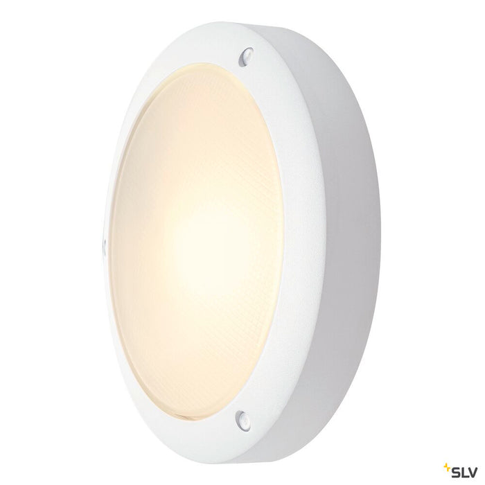 BULAN, outdoor wall and ceiling light, C35, IP44, round, white, frosted glass, max. 60W