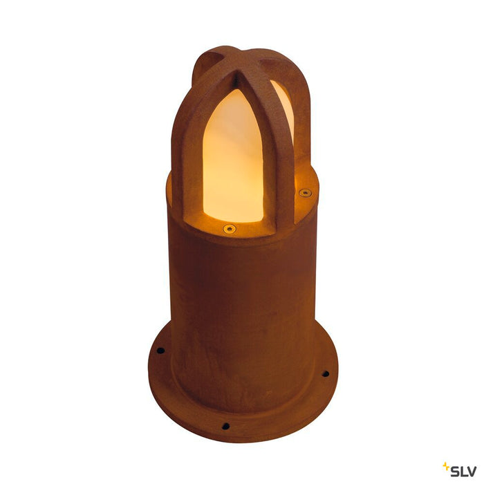 RUSTY CONE 40, outdoor floor stand, TC-DSE, IP54, round, rusted steel, Ø/H 15/40 cm, max. 11W